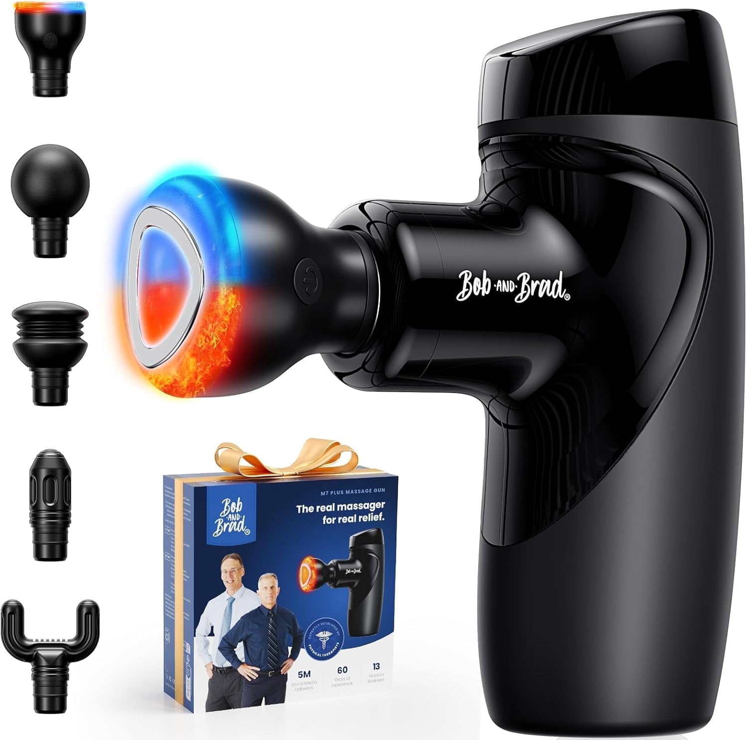 Bob and Brad M7 Plus Portable Mini Massage Gun with heating head, Comfort Percussion 9 mm Amplitude Deep Tissue Muscle Travel Massager