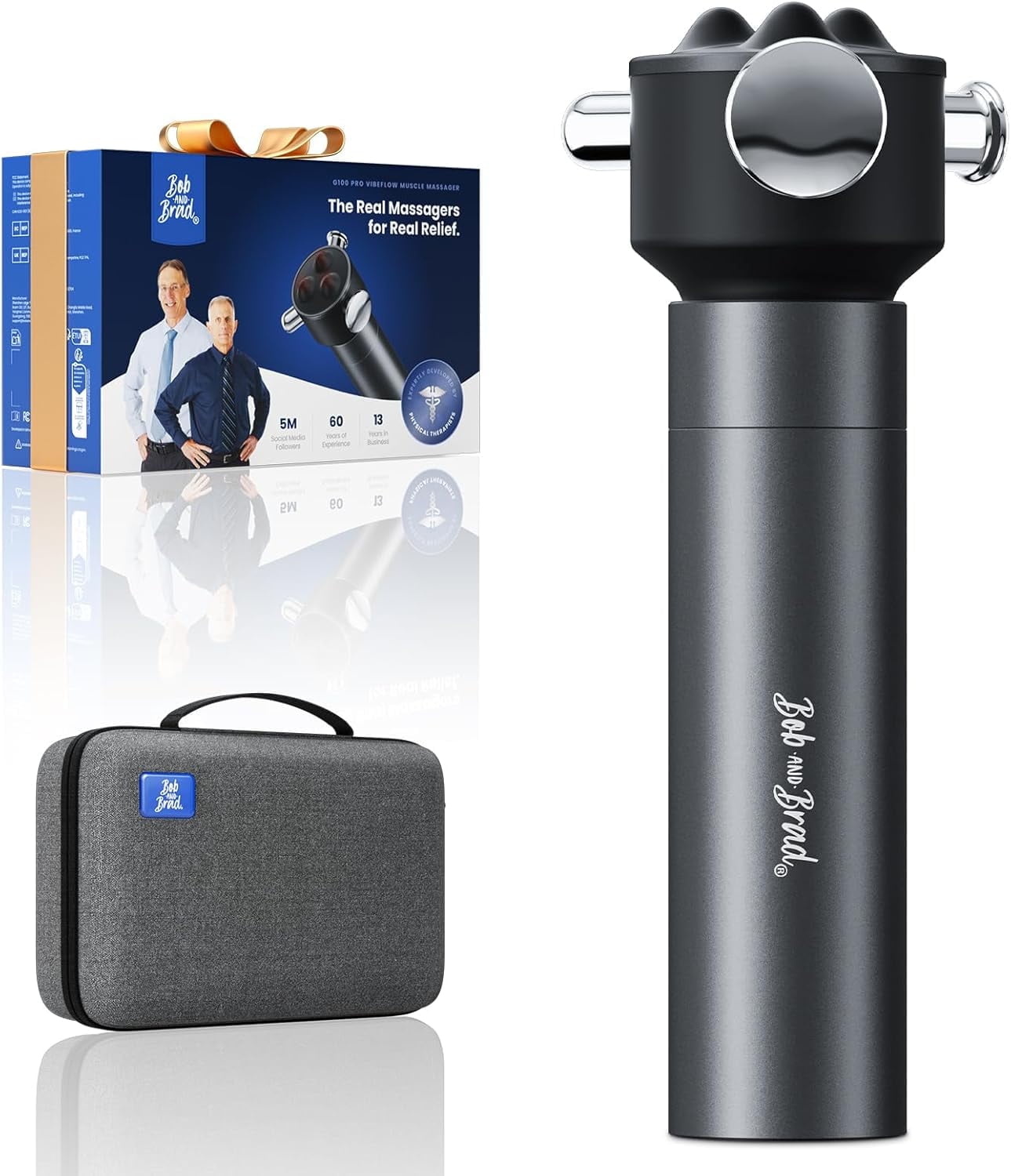 Bob and Brad VibeFlow Vibration Therapy Massager, 160Hz Deep Tissue Massager, Portable Handheld for Muscle Full Body Trigger Point, FSA HSA Eligible, Idea Gift