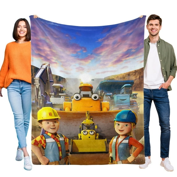Bob the Builder-Anti-Pilling Flannel Blanket Soft Lightweight Plush Fuzzy Cozy Luxury Blanket for Home and Kitchen Use – Perfect for Kids and Adults 32"*48"(80cm*120cm)