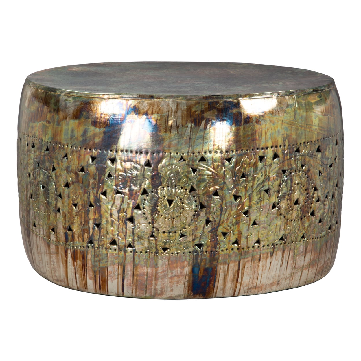 Contemporary Silver Round Metal Coffee Table 31"