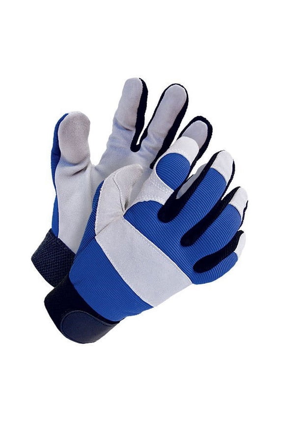 Bob Dale 20-1-1200-L Mechanics Glove Split Leather Palm Blue/Grey, Size L