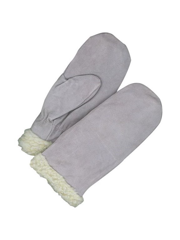 Bob Dale 50-9-1549PL Split Leather Mitt Lined Pile Pearl Grey