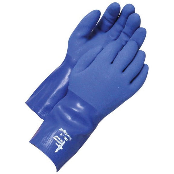 Bob Dale 99-1-820-9 Coated PVC Triple Coated Gauntlet Blue, Size 9