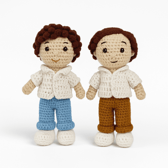 Bob & Dave Stuffed Crochet Toys, Amigurmi Doll Set for Gift, Unique handmade with organic Wool and Cotton Toys