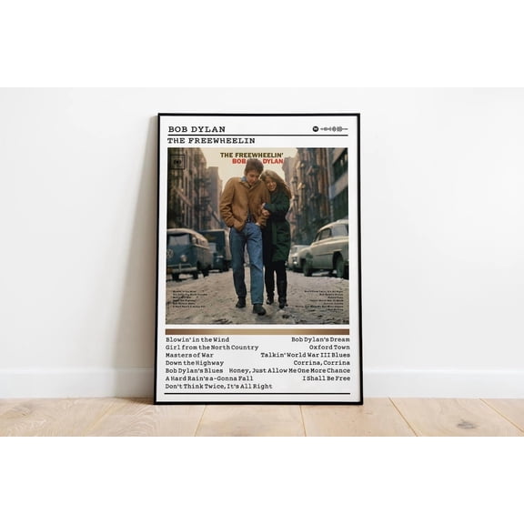 Bob Dylan 'Freewheelin' Album Cover : Rock Music Wall Art #626 Stretched Art