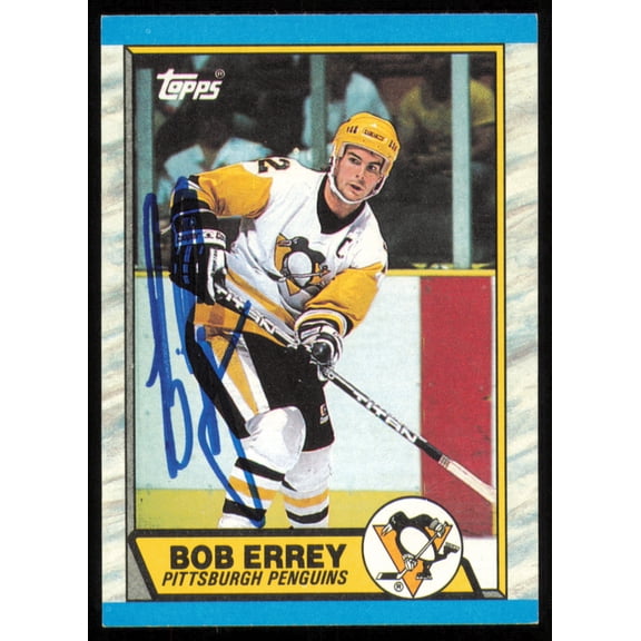 Bob Errey Autographed 1989-90 Topps Card #50 Pittsburgh Penguins SKU #254671