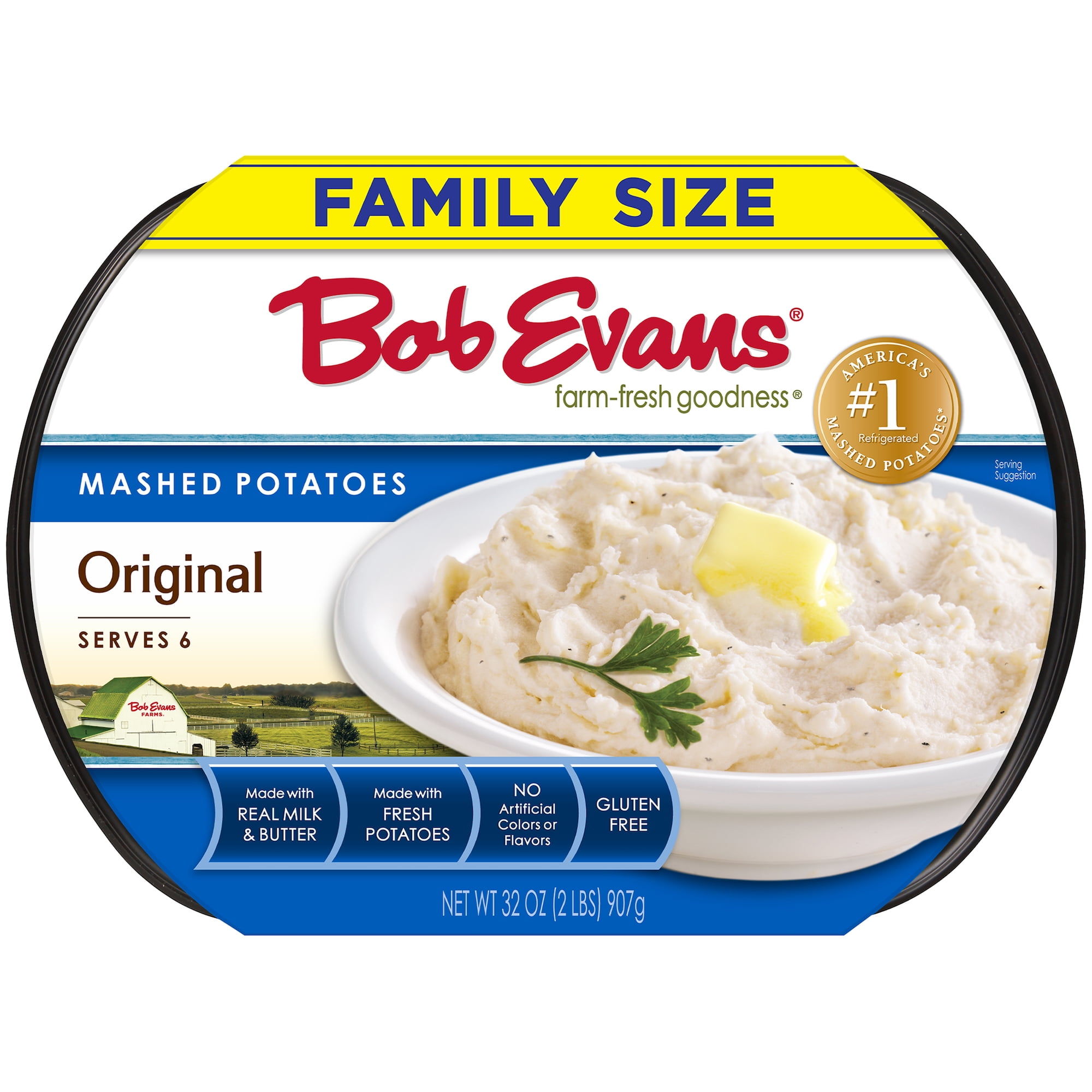 Bob Evans GlutenFree Original Mashed Potatoes Family Size, 32 oz Tray (Refrigerated)