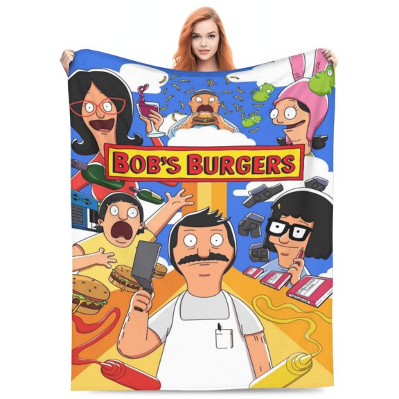 Bob Family's Anime Bur-Ger Blanket Soft Cozy Fleece Throw Blanket All Season Anime Lightweight Cute Blanket Gifts 50"x40"