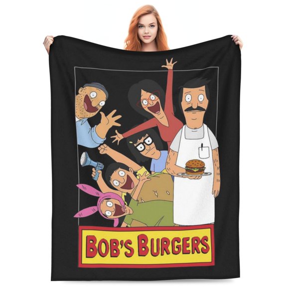 Bob Family's Anime Bur-Ger Blanket Soft Cozy Fleece Throw Blanket All Season Anime Lightweight Cute Blanket Gifts 50"x40"