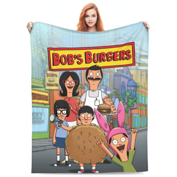 Bob Family's Anime Bur-Ger Blanket Soft Cozy Fleece Throw Blanket All Season Anime Lightweight Cute Blanket Gifts 50"x40"