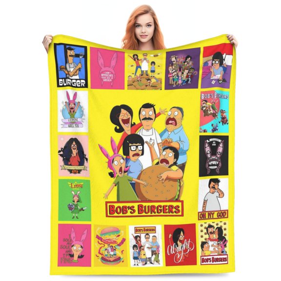 Bob Family's Anime Bur-Ger Blanket Soft Cozy Fleece Throw Blanket All Season Anime Lightweight Cute Blanket Gifts 50"x40"