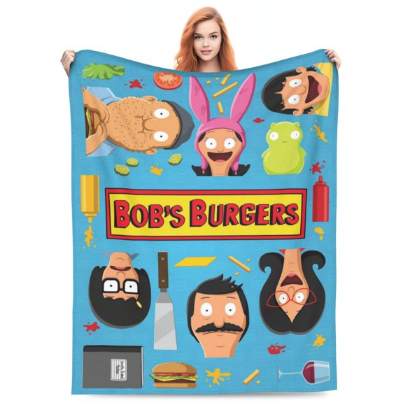 Bob Family's Anime Bur-Ger Blanket Soft Cozy Fleece Throw Blanket All Season Anime Lightweight Cute Blanket Gifts 50"x40"