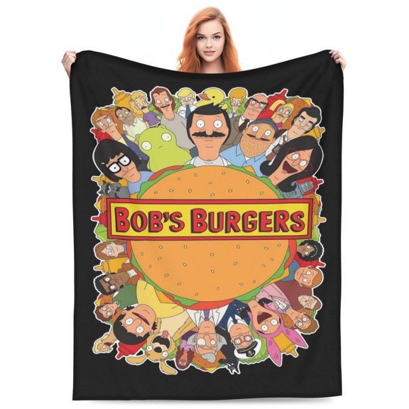 Bob Family's Anime Bur-Ger Blanket Soft Cozy Fleece Throw Blanket All Season Anime Lightweight Cute Blanket Gifts 50"x40"