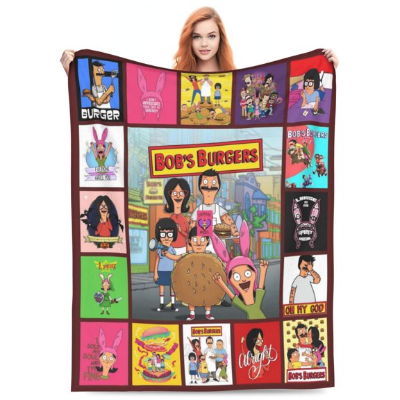 Bob Family's Anime Bur-Ger Blanket Soft Cozy Fleece Throw Blanket All Season Anime Lightweight Cute Blanket Gifts 50"x40"