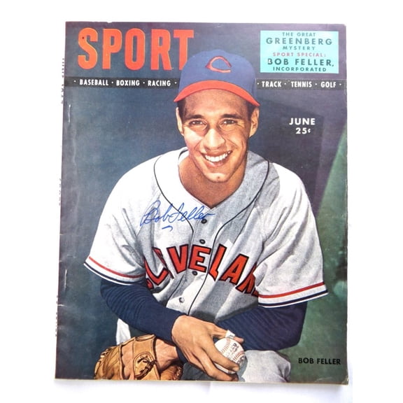 Bob Feller Signed Autographed Magazine SPORT 1947 Cleveland Indians JSA AH04529