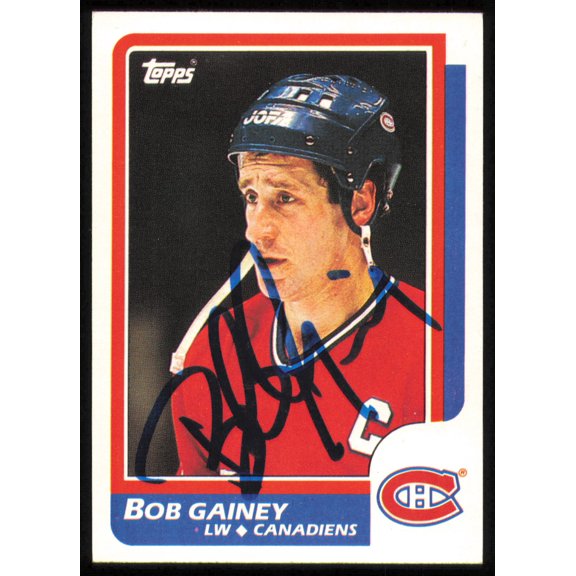 Bob Gainey Autographed 1986-87 Topps Card #96 Montreal Canadiens SKU #254746