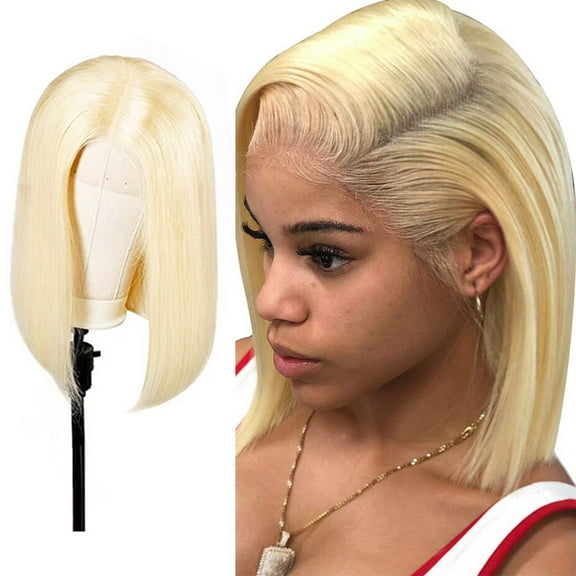 Bob Glueless Wig Human Hair, Pre Plucked Pre CutLace Closure Wig, Wear and Go Glueless Wigs Human Hair(Gold,One Size)