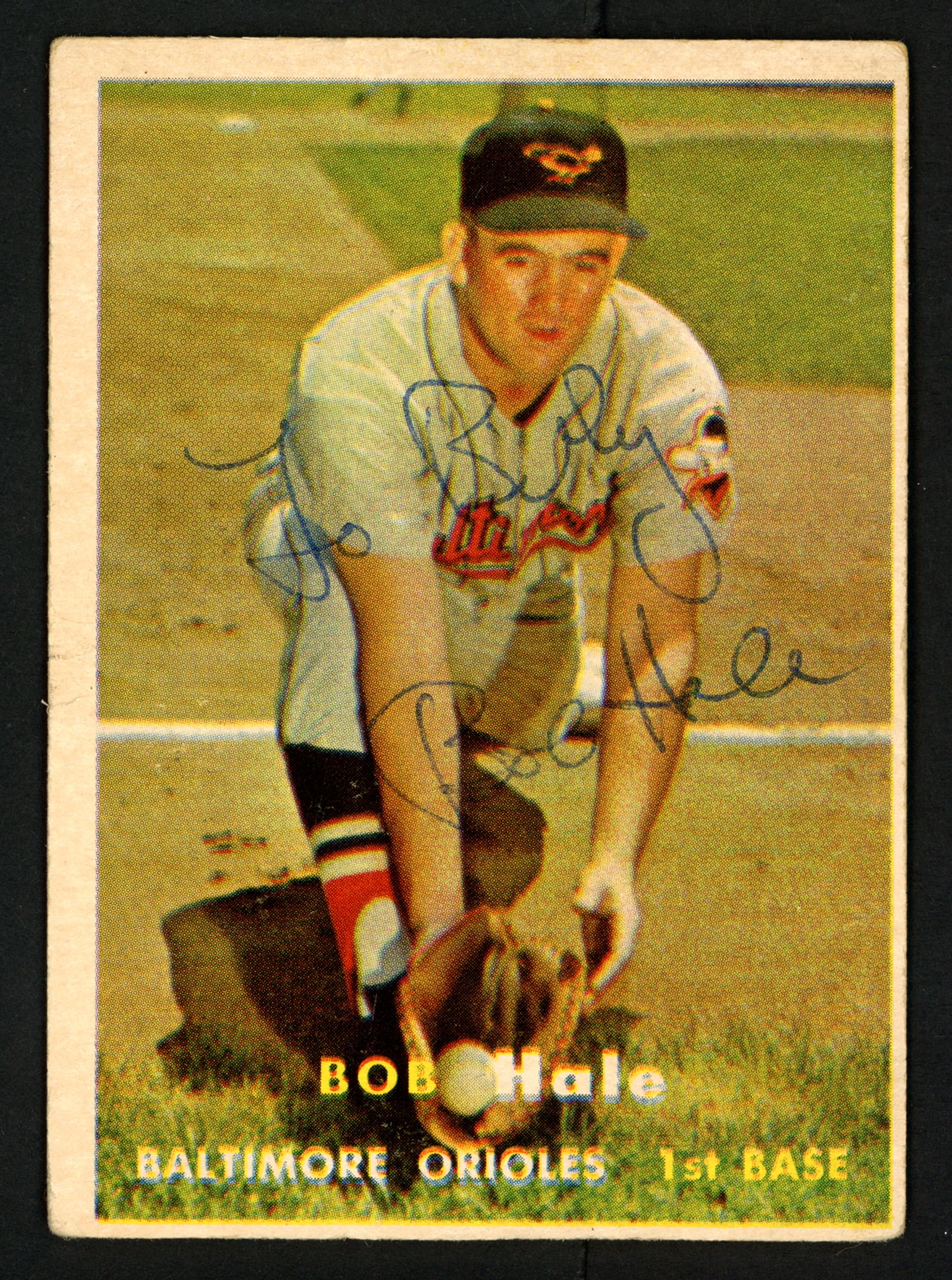 Bob Hale Autographed 1957 Topps Card #406 Baltimore Orioles 