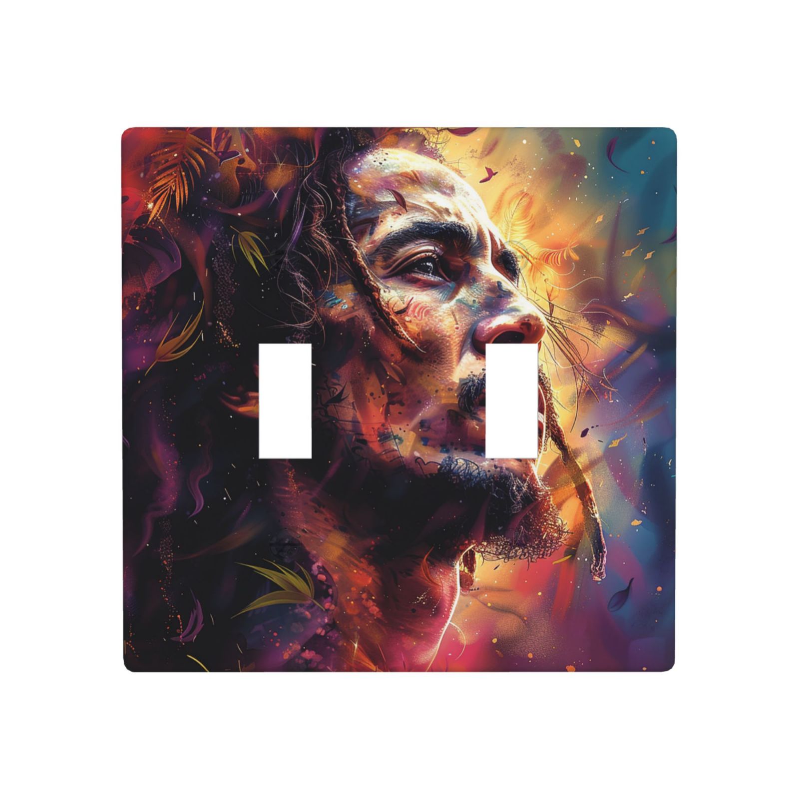 BobMarley art 2 Gang Double Toggle Wall Plate Light Switch Cover