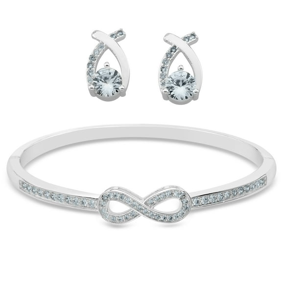 Bob Mackie Falling Eternity Bracelet and Matching Earring Set