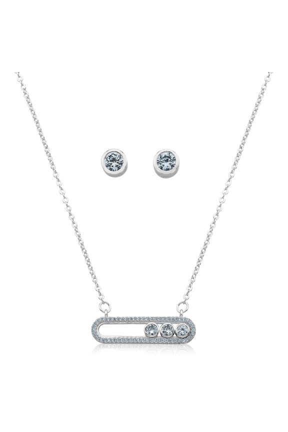 Paper Clip Floating Stones and Earring Set