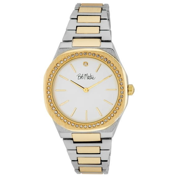 Bob Mackie Women's 40mm Two Tone DIamond Accent Crystal Bezel Watch Carat Size 1/10