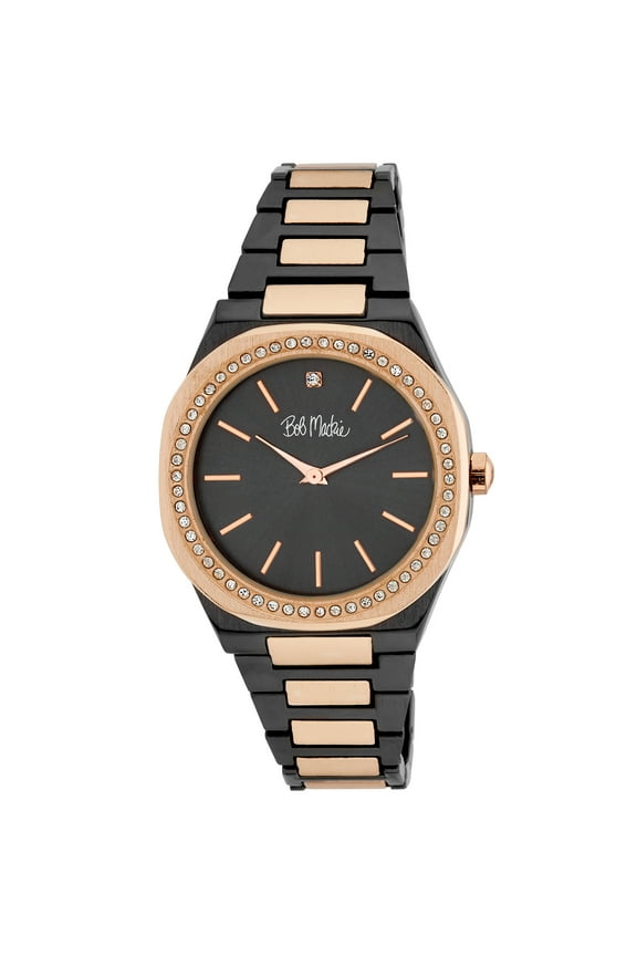 Women's 40mm Two Tone Rose DIamond Accent Crystal Bezel Watch Carat Size 1/10