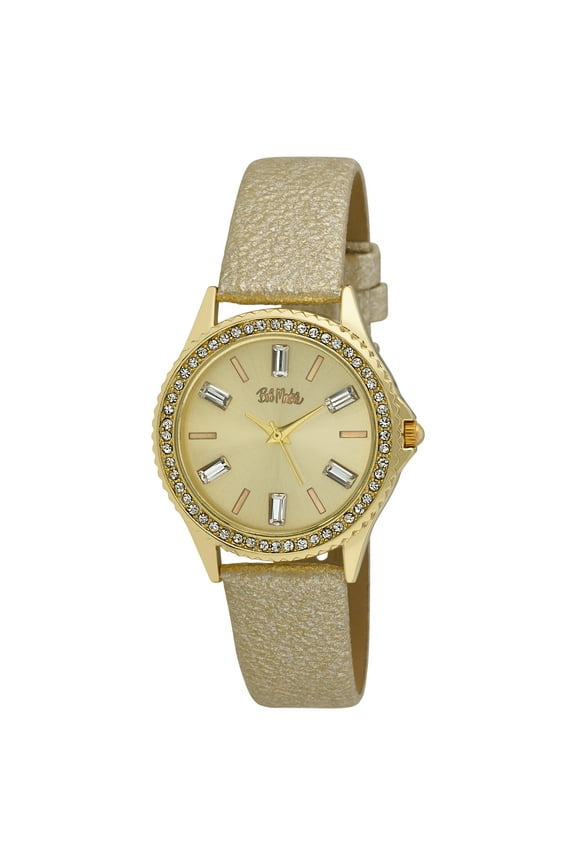 Women's Gold Baguette Cut Bezel Strap Watch