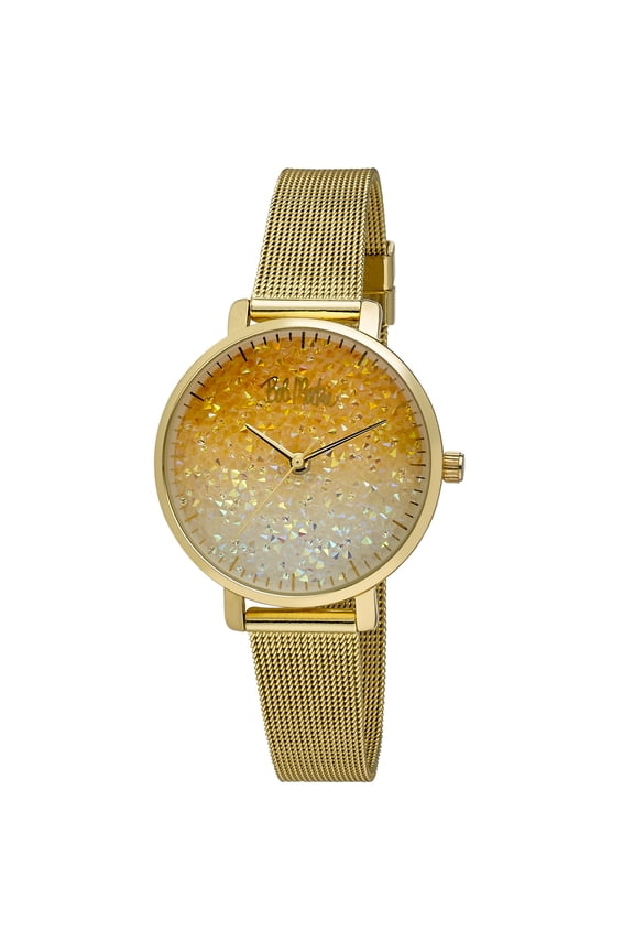 Women's Gold Glitter-Dial Mesh Strap Watch