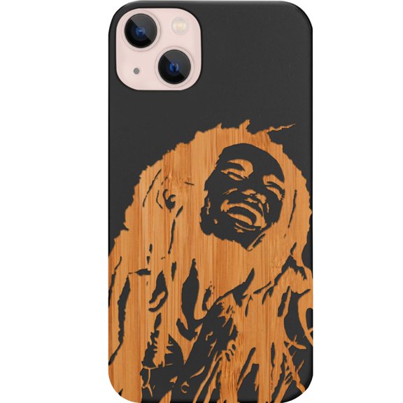 Bob Marley 1 - Engraved Wooden Phone Case for iPhone 14, Color: Black
