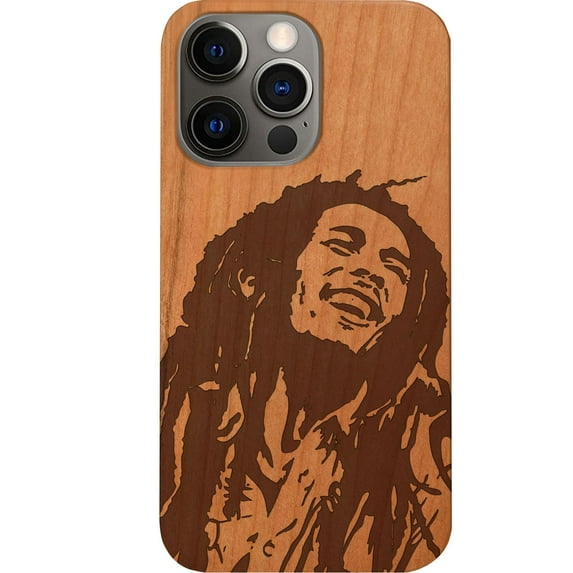 Bob Marley 1 - Engraved Wooden Phone Case for iPhone 15 Pro Max, Color: Cherry