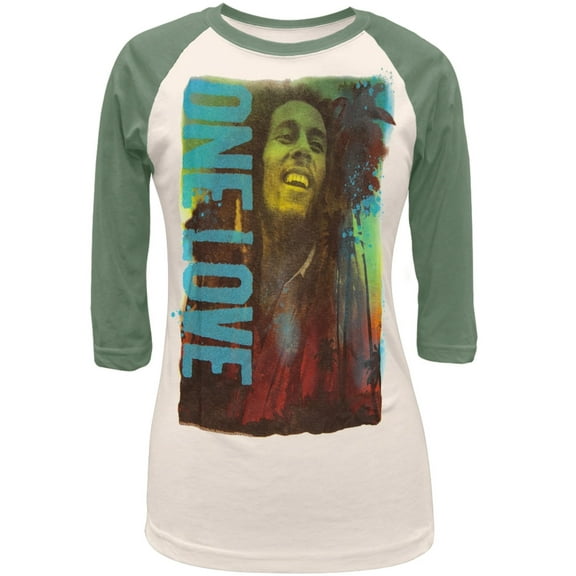 Bob Marley - Blue Love Juniors Raglan - Medium