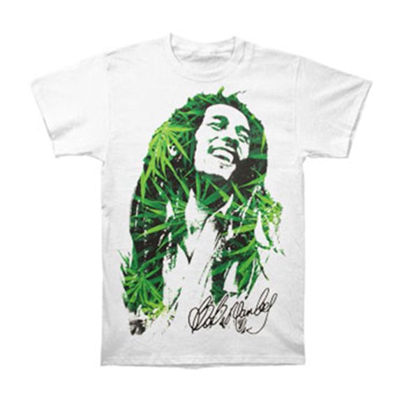 Bob Marley Dread Leaves White Juniors T-Shirt Unisex