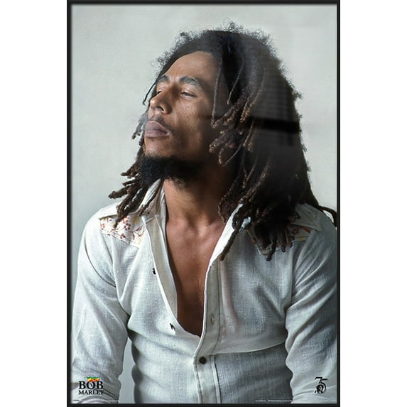 Bob Marley - Framed Music Poster (Redemption - Blowing Smoke) (Size: 24" X 36") (Black Aluminum Frame)