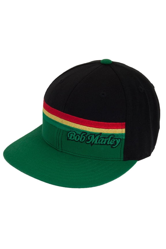 - Green Rasta Stripe Fitted Cap - 7 3/8