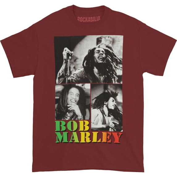Bob Marley Men's Collage T-shirt Large Red