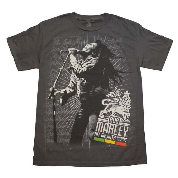 Bob Marley Men's Hit Me T-shirt Small Grey