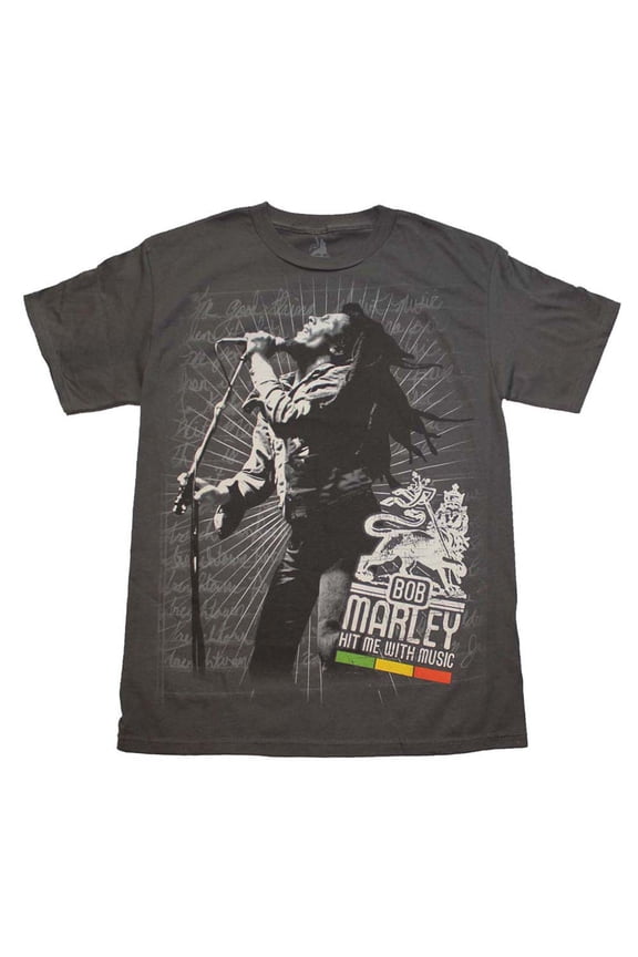 Bob Marley Men's Hit Me T-shirt Small Grey