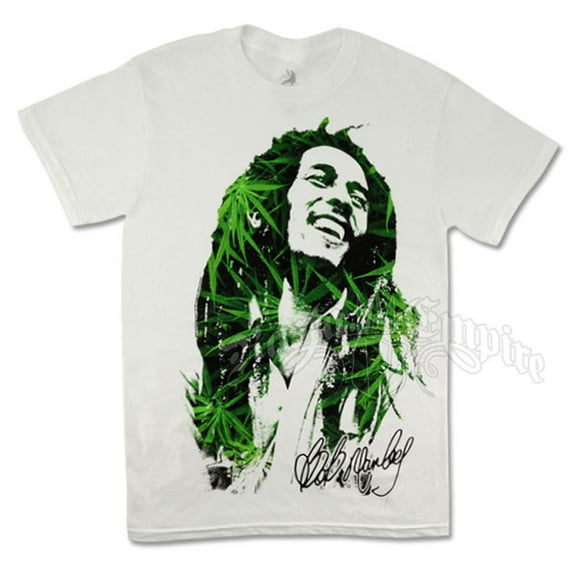 Bob Marley Men's Leaves Dreads T-shirt Medium White