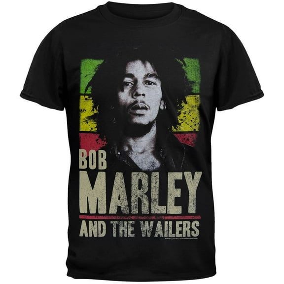 Bob Marley Men's Wailers Rasta Stripe Short Sleeve T Shirt