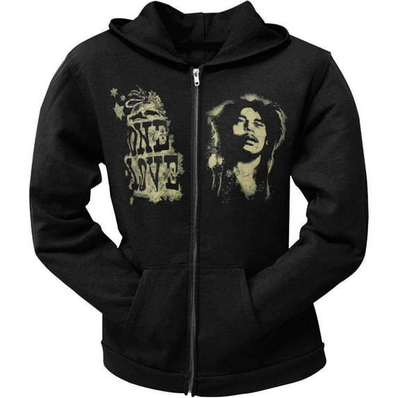 Bob Marley - One Love Black Juniors Zip Hoodie - Small