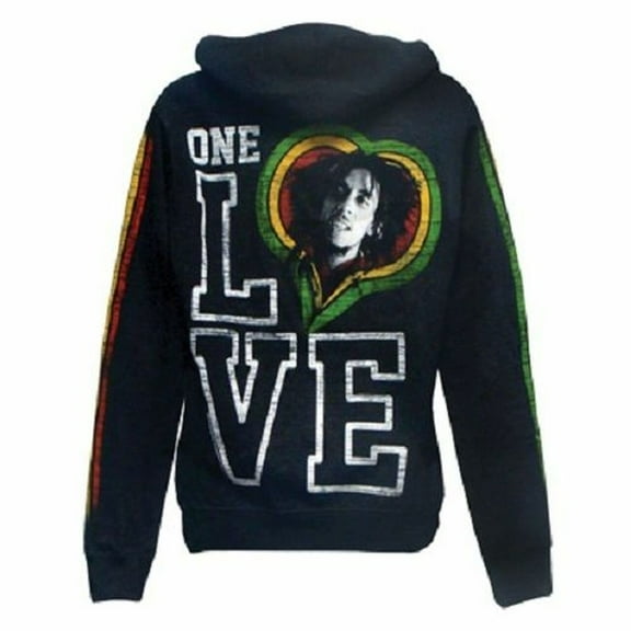 Bob Marley One Love Smile Girls Jr Hooded Sweatshirt Medium Grey