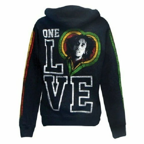 Bob Marley One Love Smile Girls Jr Hooded Sweatshirt Small Grey