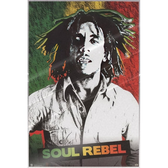 Bob Marley - Pop-Art Music Poster (Soul Rebel - Jamaican Flag) (Size: 24" x 36") (Laminated Poster)