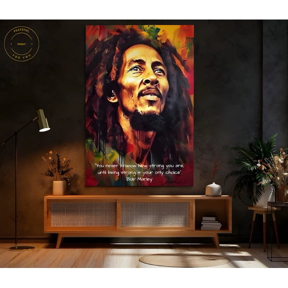 Bob Marley Strength Quote, Inspirational Art, Inspirational Quotes, Wall, Art Print Ready To Hang Bob Marley Pop Art 39 #1491, Unframed Poster Size 16x24
