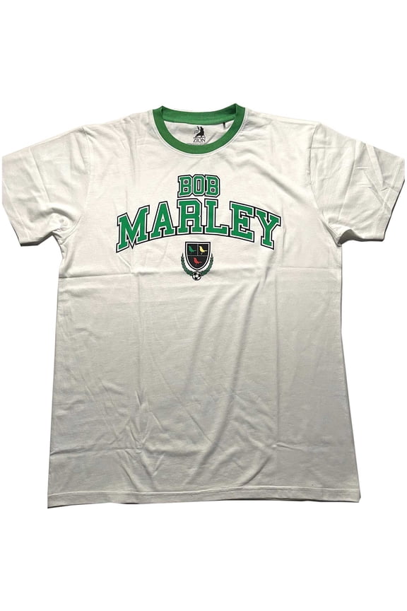 Bob Marley Unisex Ringer T-Shirt Collegiate Crest (X-Large)