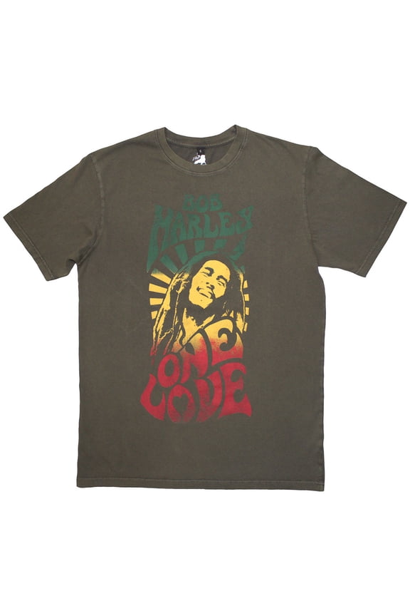 Bob Marley Unisex Stone Wash T-Shirt: One Love Gradient Stone Wash (Small)