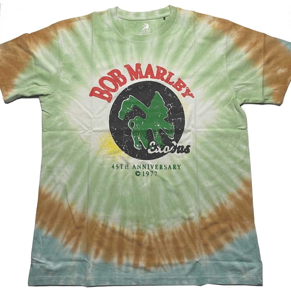 Bob Marley Unisex T-Shirt 45th Anniversary (Dye-Wash) (Medium)