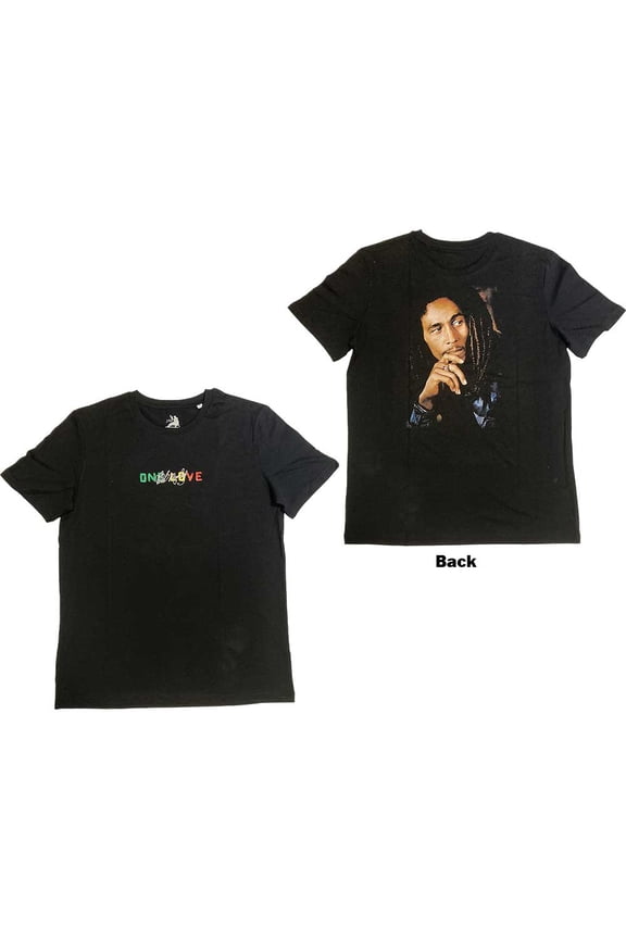 Bob Marley Unisex T-Shirt: One Love Portrait (Back Print & Embroidery)