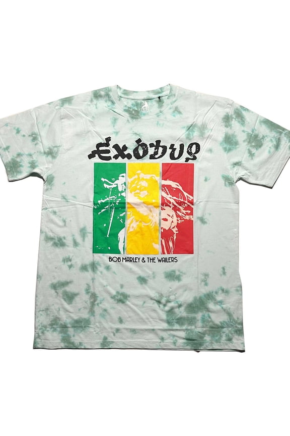 Bob Marley Unisex T-Shirt Rasta Colours (Dye-Wash) (Large)